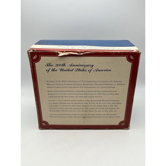 Bicentennial 10 Oz Glass Goblets Declaration of Independence Set Of 2 In Box - Picture 10 of 11